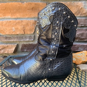 80s Studded Boots Black - Etsy