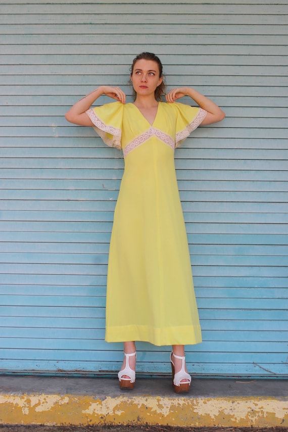 70s Prairie Dress/ 70s Boho Hippy Romantic Dress/