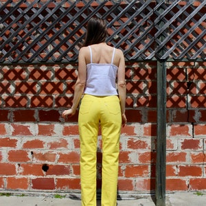 RARE/ 70s Big E Levis/ Yellow Vintage Levis Jeans/ Levis Mom Jeans/ 70s High Waisted Jeans/ Straight Leg Yellow Jeans/ White Tab Big E Levis image 5