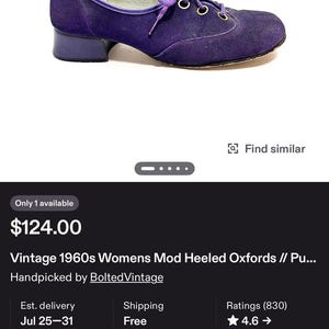 60s Purple Suede Platform Lace Up Shoes/ Women’s Size 6 1/2 image 8
