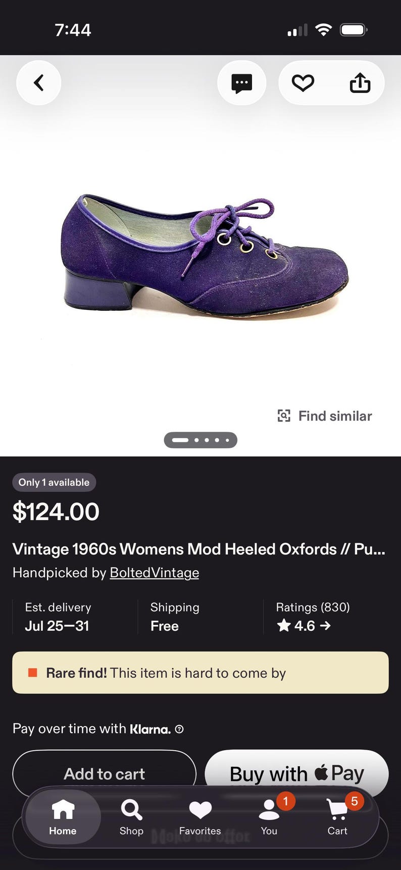 60s Purple Suede Platform Lace Up Shoes/ Women’s Size 6 1/2 image 8