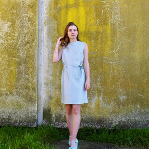 60s Baby Blue Lurex Dress/ Sparkly Blue Dress/ Lounge Singer Dress/ 60s Party Dress/ 60s Shift Dress/ 60s Mod Dress/ Size Medium/ Fritzi