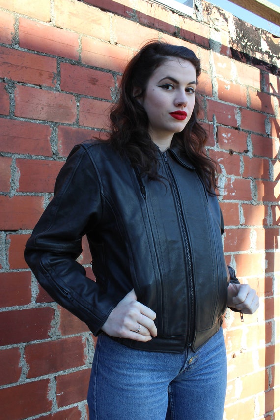Vintage 80s Women's Harley Davidson Leather Motorcycle Jacket (S/M