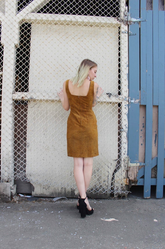 80s Suede Leopard Print Mini Dress/ I Magnin Sued… - image 4