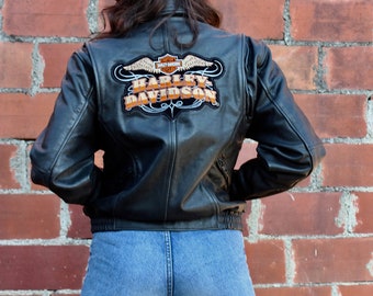 Vintage 80s Harley Davidson Leather Motorcycle Jacket (S/M) - Etsy