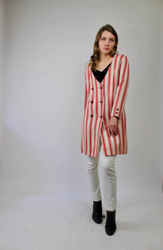 60s Gay Gibson Striped Overcoat/ Double Breasted … - image 7