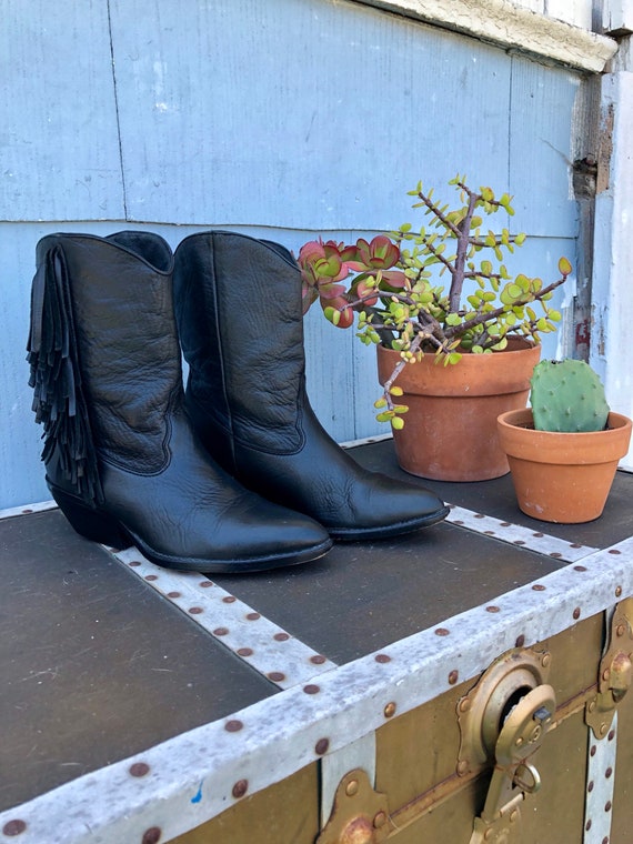 Black Vintage Cowboy Boots/ Cowgirl Boots/ Black F