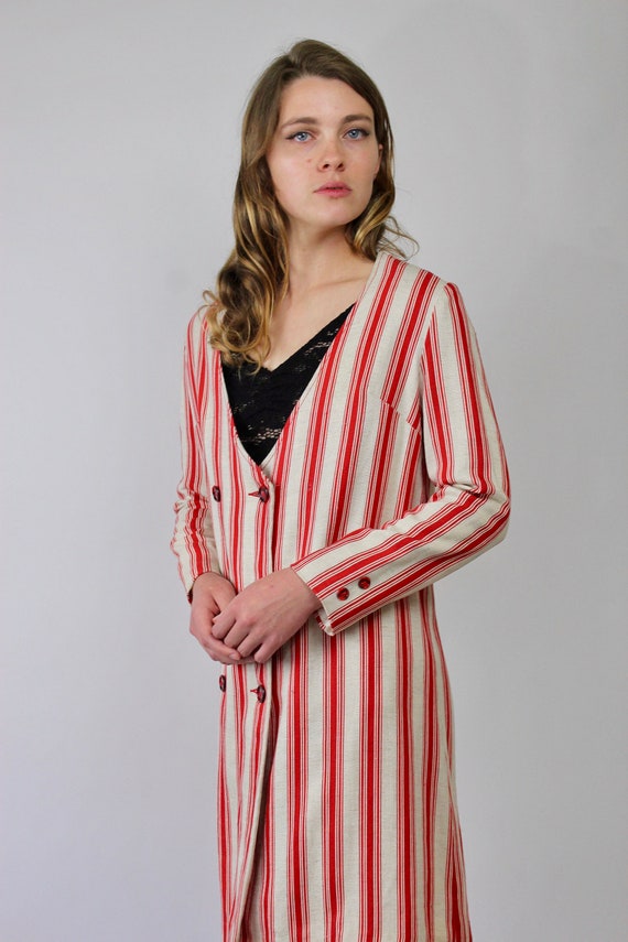 60s Gay Gibson Striped Overcoat/ Double Breasted … - image 8