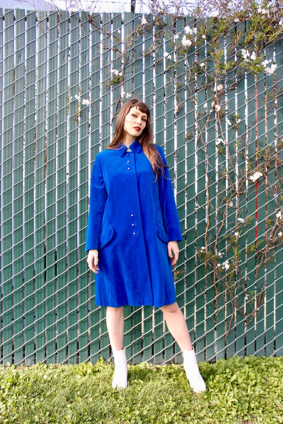 Vintage Velvet Coat/ 60s Velvet Coat/ Blue Velvet… - image 1