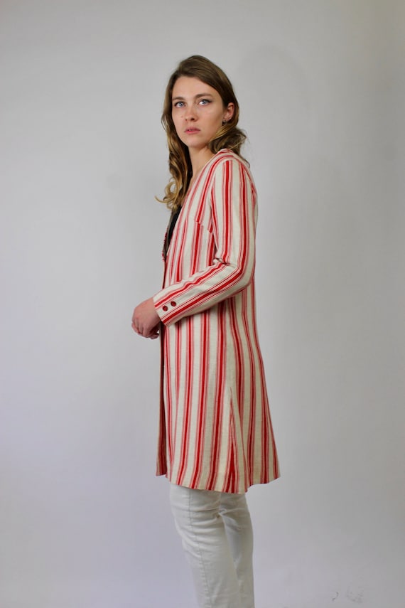 60s Gay Gibson Striped Overcoat/ Double Breasted … - image 3