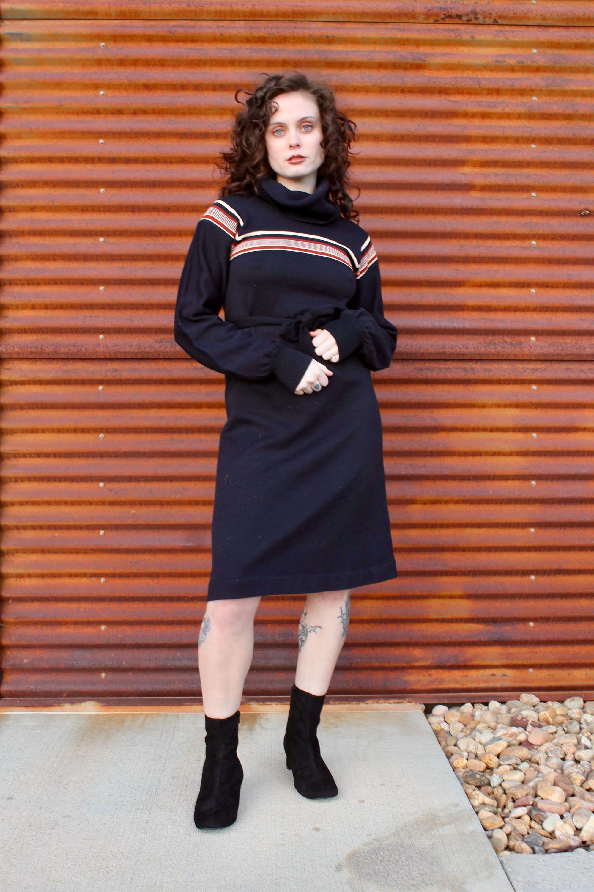 1970s Striped Turtleneck Sweater Dress: Vintage Mini Dress, Size S/M - Etsy 1970s Striped Turtleneck Sweater Dress: Vintage Mini Dress, Size S/M - Etsy