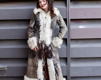 Worn by Marc Bolan 70s Lambskin Coat, Mongolian Fur Trim, Penny Lane Jacket