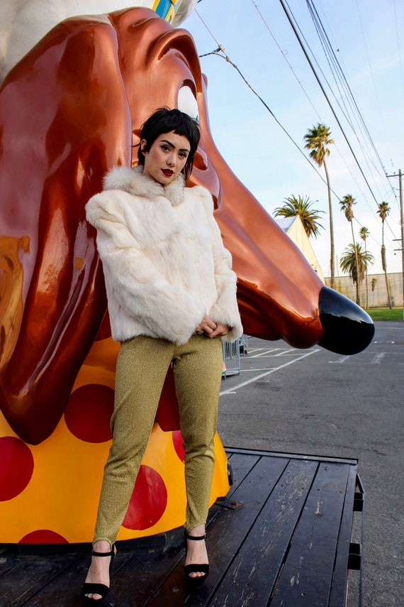 White Vintage Fur/ Cropped White Fur/ 70s White Fu