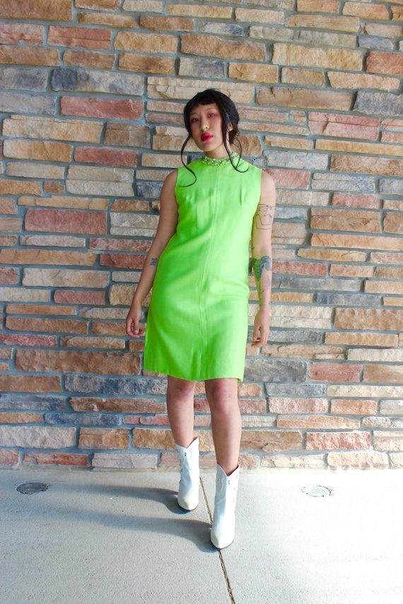 60s Leslie Fay Mini Dress: Beaded Bright Green Mod Shift, Size Small - Etsy Canada 60s Leslie Fay Mini Dress: Beaded Bright Green Mod Shift, Size Small - Etsy Canada