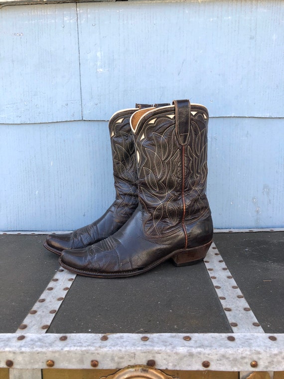 Vintage Inlay Cowboy Boots/ Cowgirl Boots/ Weather