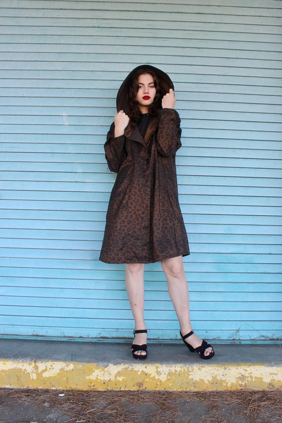 60s Leopard Print Raincoat/ Leopard Print Jacket/