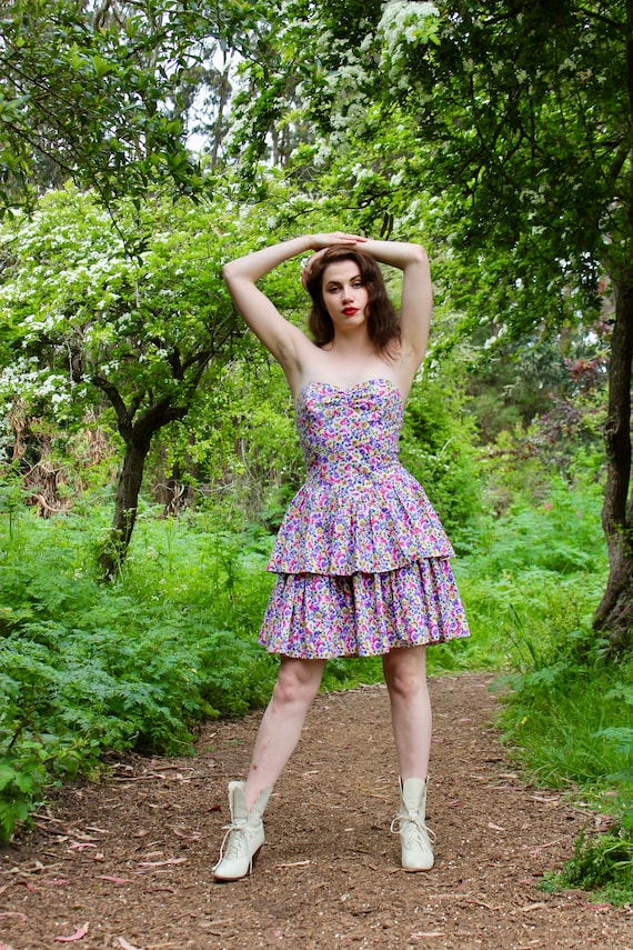 80s All That Jazz Floral Dress/ All That Jazz Halt