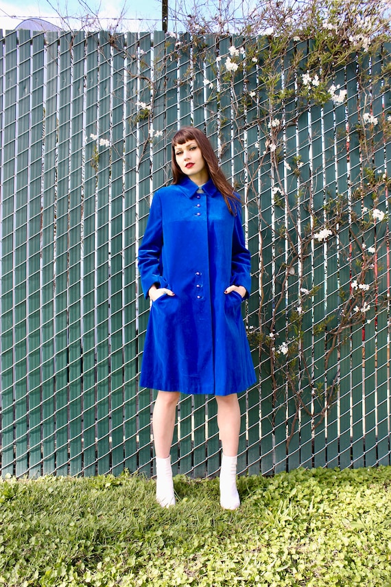 Vintage Velvet Coat/ 60s Velvet Coat/ Blue Velvet… - image 7