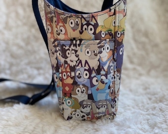 Ready To Ship Small Drink Sling,Handmade, H2O2go, water carrier, Bluey inspired, Heeler, with slip pocket, child/ kid size