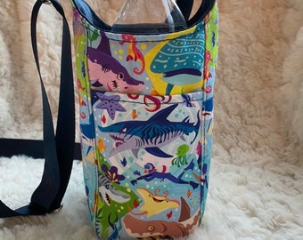 Handmade Small Drink Sling, H2O2go, water carrier, submarine, shark, whale, underwear, with slip pocket, child/ kid size