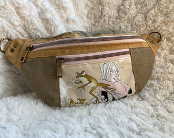 Handmade, Alexander Henry Ghastlies, Linen, modern lightweight fanny pack, waist bag, sling bag, or Festival Bag-Size Medium