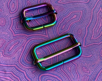 Rainbow Adjustable Slider 1” or 1 1/2 Hardware for Bags and Crafts, strap adjuster