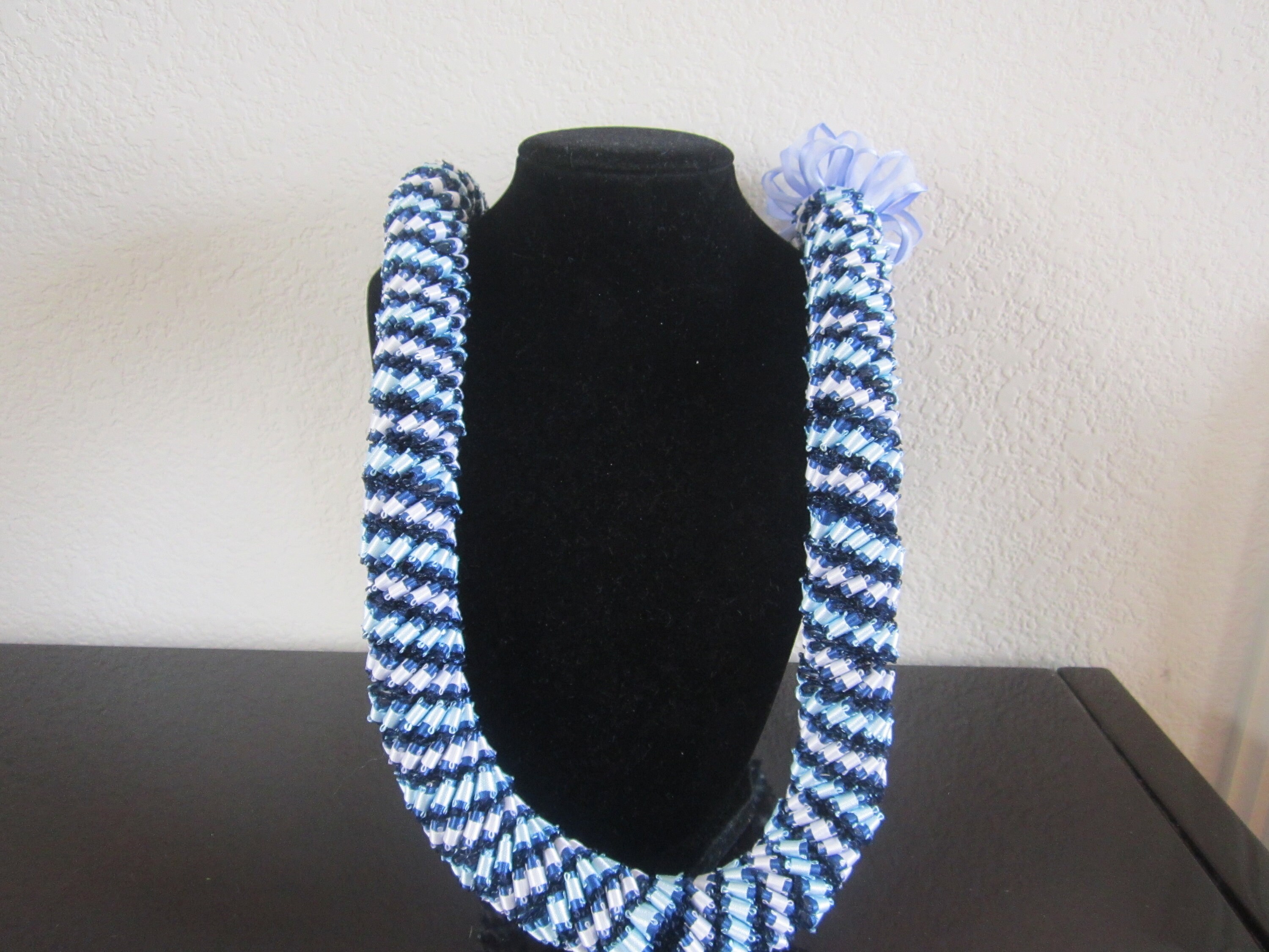 Kika cigar Hawaiian Satin Ribbon Lei in Purple Gold Blue Etsy