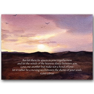 Wedding Blessing - Romantic Love - Kahlil Gibran Quote Card - Print matted & Ready to Frame - Beautiful Wedding or Anniversary Gift (WCQ009)