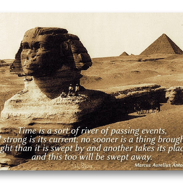 WISDOM QUOTE about the Passing of Time by Marcus Aurelius - 1890 Photo of the Sphinx - Available as a Greeting Card or a Print (CPIC2013054)