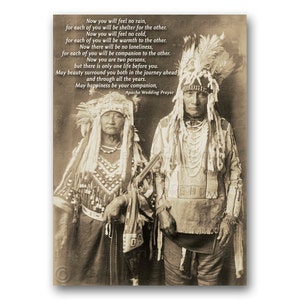 Apache Wedding Prayer - WEDDING CARD or PRINT with a custom-cut mat - ready to frame - Edward Curtis Historic Photo Collection (QPIC067)