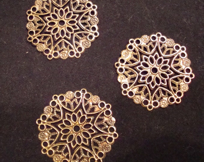 12 Filigree Jewelry Findings, Antique Copper, Pendants, Metal, 50mm Etsy