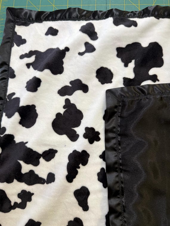 Minky baby cow loveys with 1 inch satin binding.  FREE embroidery!