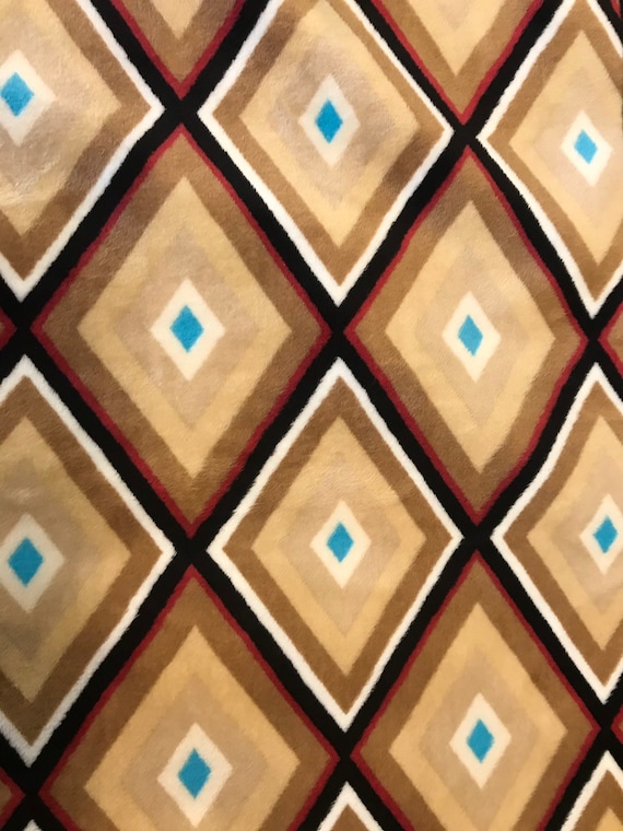 Navajo minky and satin 30 x 35 inch baby blanket and  FREE embroidery