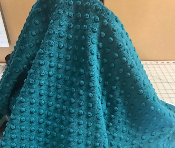FREE embroidery deep teal minky dot blanket with champagne satin backing