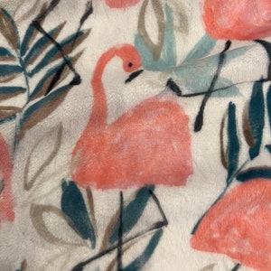 Flamingos double minky with satin edge 30 x 35 baby blanket with FREE embroidery
