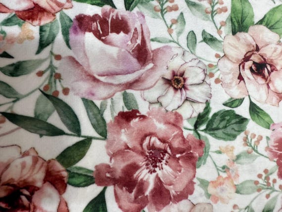 FREE embroidery  floral sage and burgundy minky and satin baby blanket