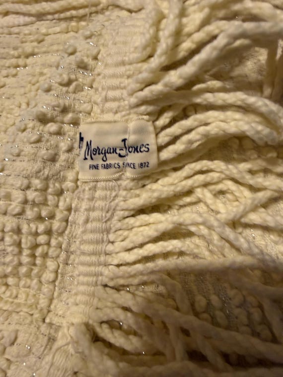 Vintage chenille yellow metallic thread bedspread 81 x 110 Morgan Jones