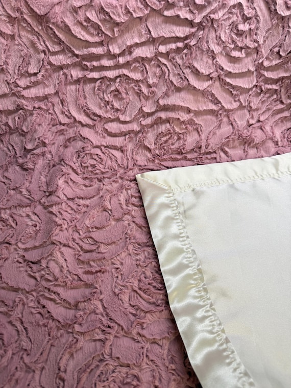 FREE embroidery Dusty Rose minky and satin baby blanket