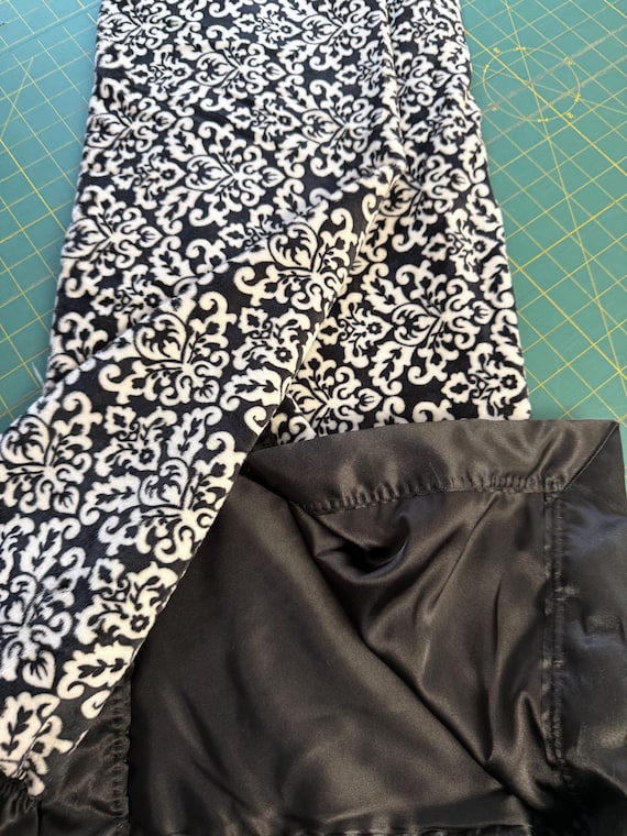 FREE embroidery black white design minky and satin throw