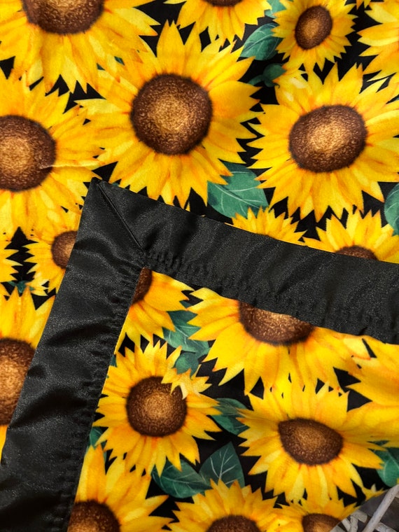 30 x 35 Sunflowers double minky baby blanket with  FREE embroidery