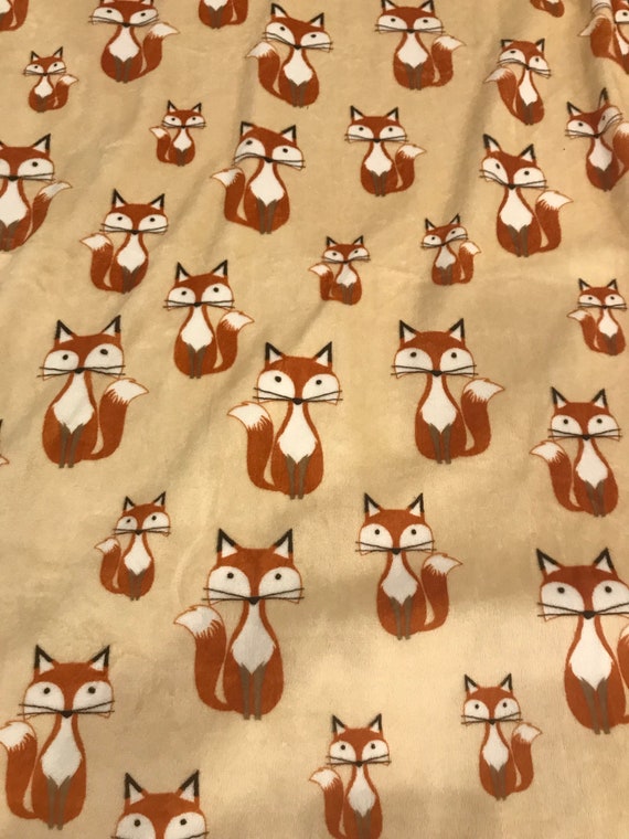 Fox minky and satin 30 x 35 inch baby blanket