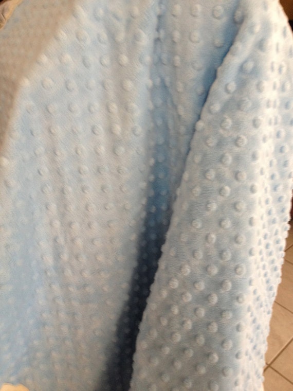 30 x 35 Ivory Minky dot baby blanket with ruffled edge and satin back and FREE embroidery