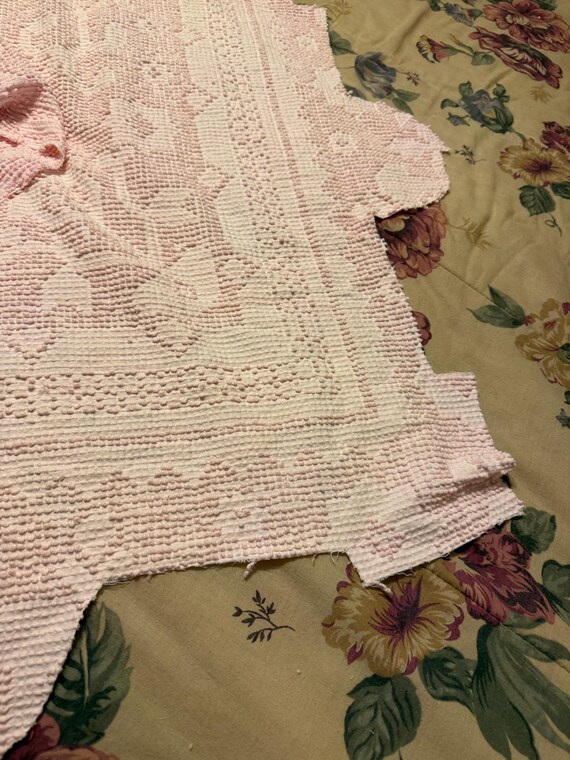Vintage hobnail chenille white cutter crafts bedspread 94 x 108