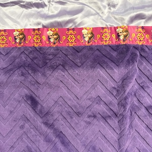 FREE embroidery  purple chevron  minky baby blanket with lavender satin backing and sisters binding