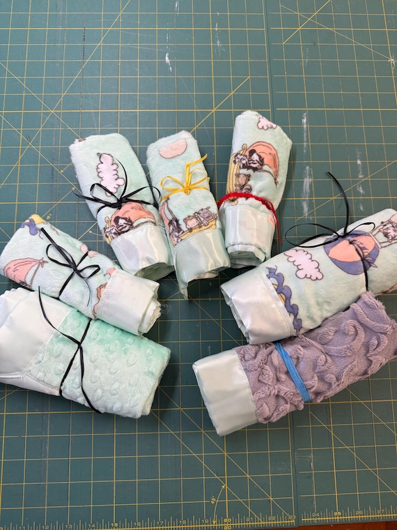 Free embroidery mint green baby minky satin lovey Noah’s Ark