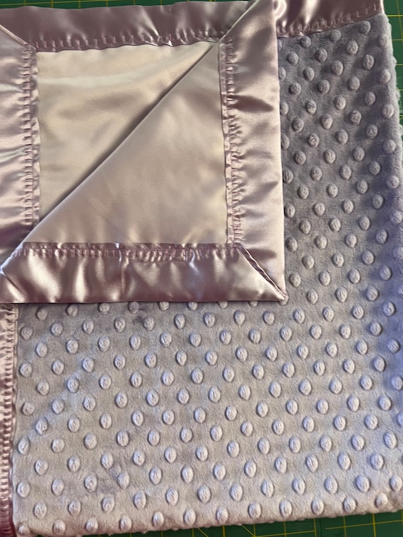 30 x 35 lavender minky and satin baby blanket and FREE embroidery