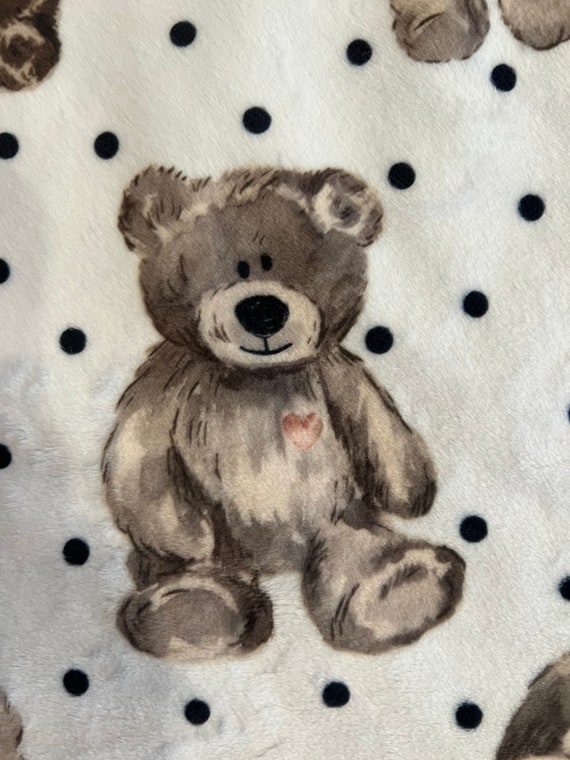 30 x 35 minky and satin Teddy bear baby blanket