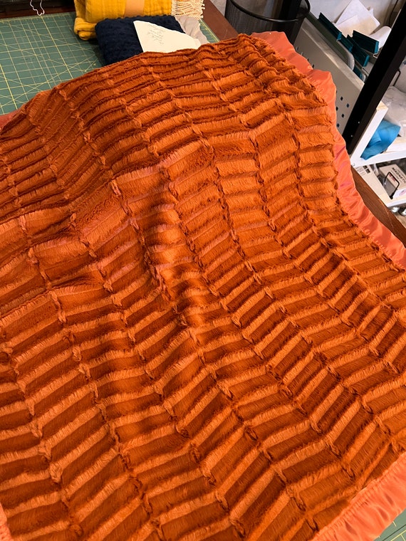 30 x 35 Rust Oxford minky and satin baby blanket with FREE embroidery