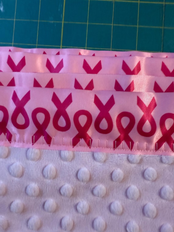 FREE embroidery Adult sized Breast cancer awareness minky and satin throw  blanket