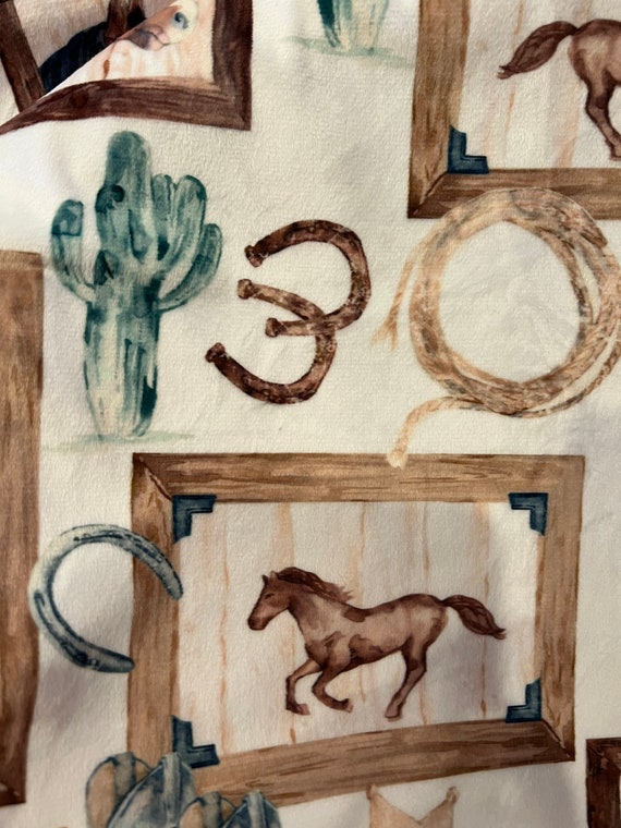 30 x 35 minky and satin picture frame horse baby blanket with  FREE embroidery